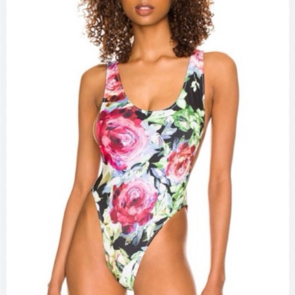 Norma Kamali Marissa Swimsuit in Rose Garden floral print XXS NWT
